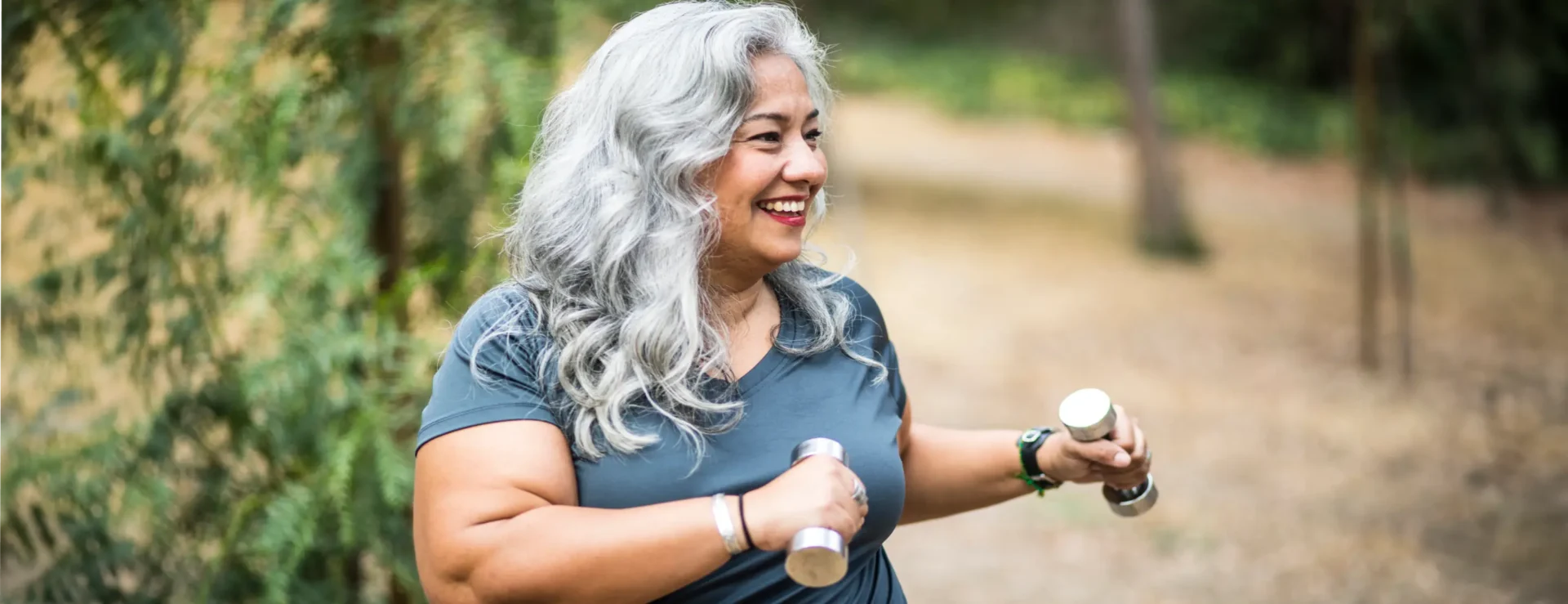 Women exercising with weights for bone, heart and muscle health