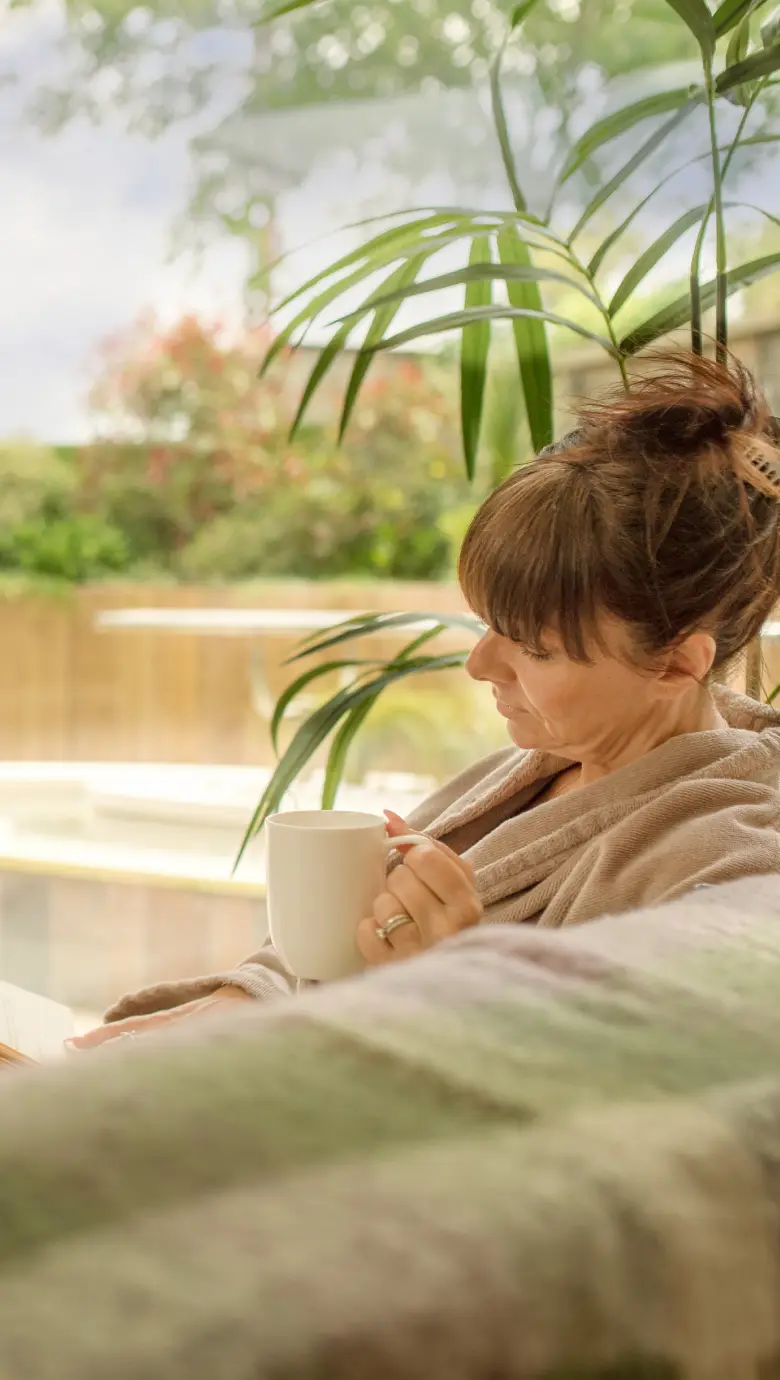 Quiet moment of rest during a health and wellness retreat at Homefield Grange.