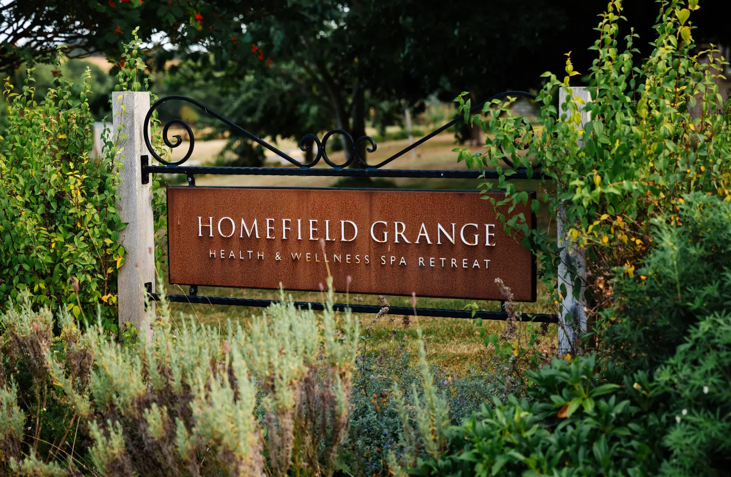Homefield Grange entrance sign at the retreat venue in Northamptonshire