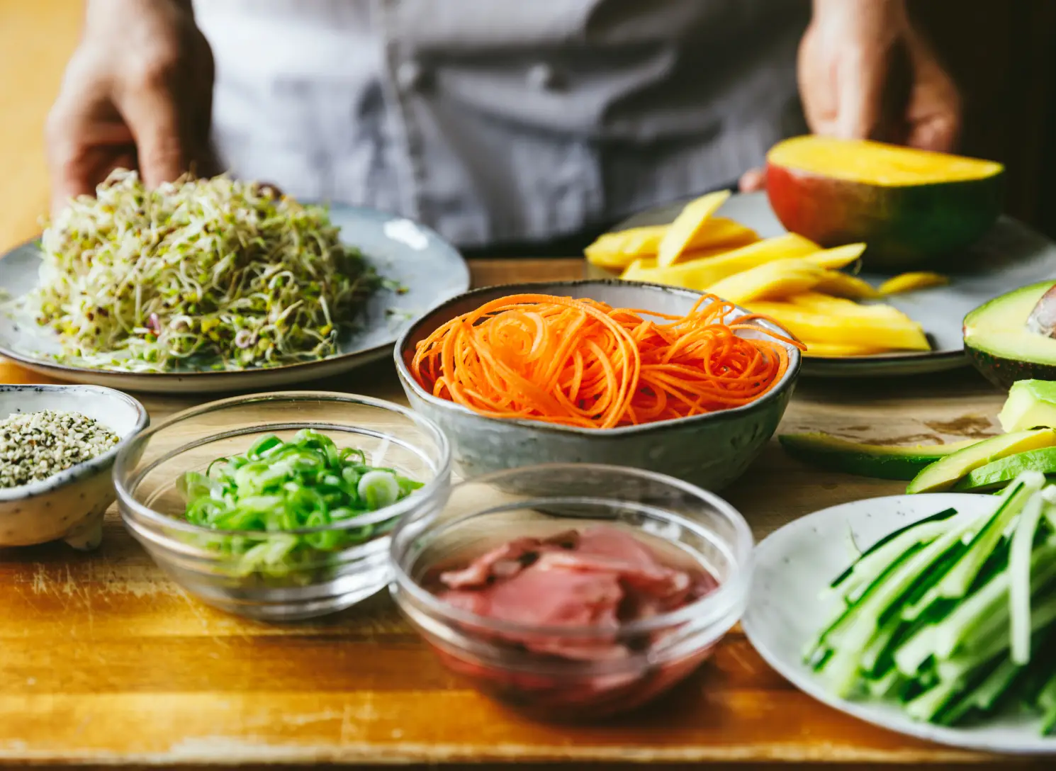 Fresh vegetables being prepared for nourishing retreat food at Homefield Grange
