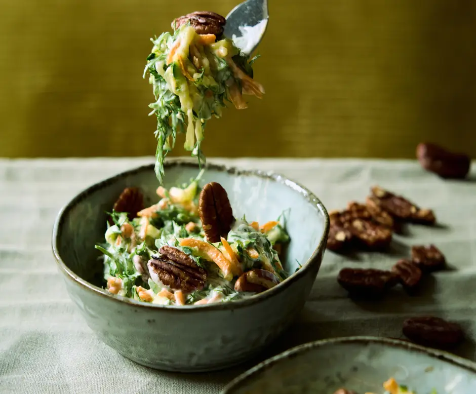 Nourishing coleslaw salad at a wellness retreat at Homefield Grange