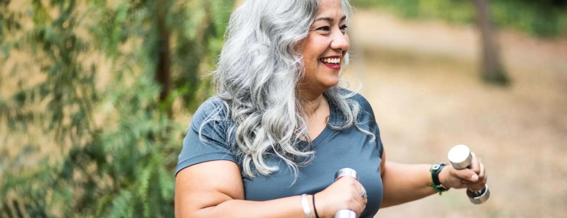 Woman enjoying gentle outdoor exercise during a weight loss retreat in the UK at Homefield Grange
