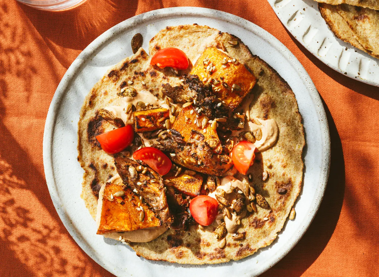 Oyster mushroom and squash wrap
